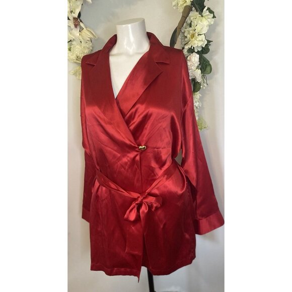 Vintage Marilyn Monroe By Warners 100% Silk Red Robe Pajama Women's‎ Medium NWOT - Picture 13 of 16